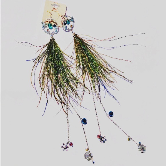 2 for $22🔥Noi Peacock Feathers earrings - Picture 3 of 5